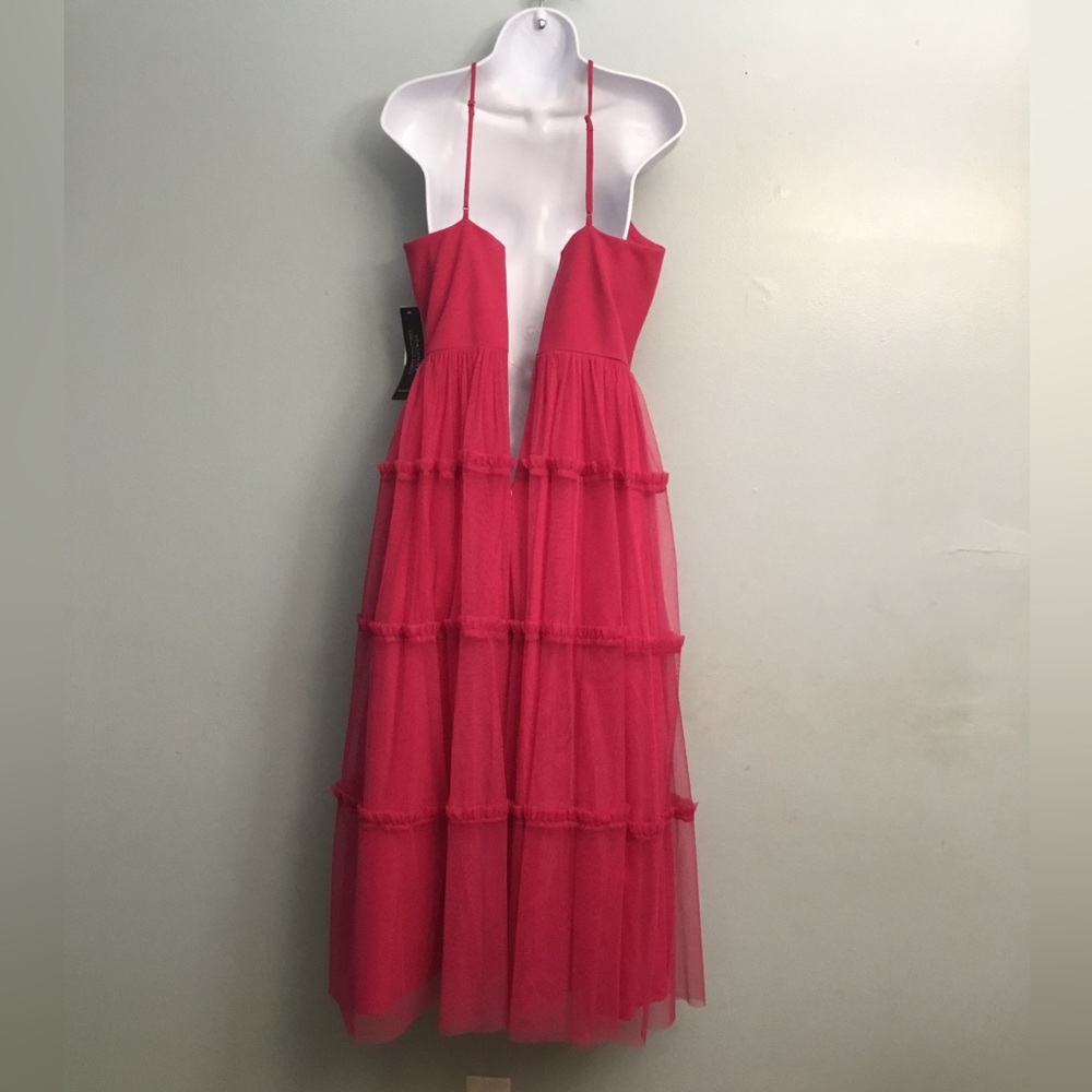 Adrianna Papell Red Halter Tiered Maxi Dress - Picture 4 of 16